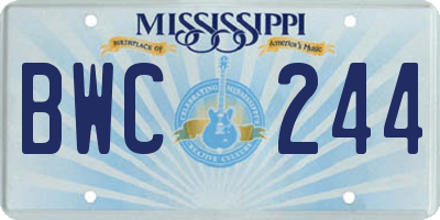 MS license plate BWC244