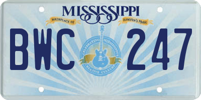 MS license plate BWC247