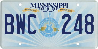 MS license plate BWC248