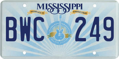 MS license plate BWC249