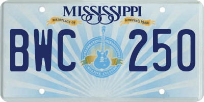 MS license plate BWC250