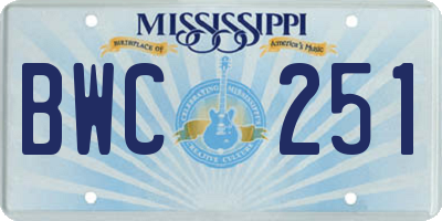 MS license plate BWC251
