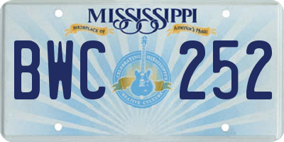 MS license plate BWC252