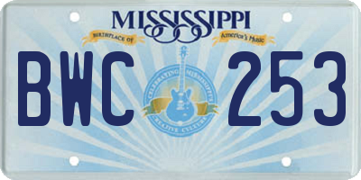 MS license plate BWC253