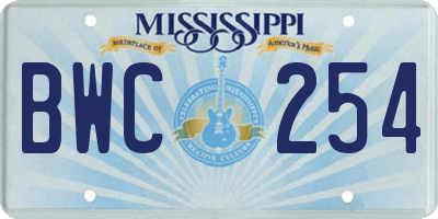 MS license plate BWC254