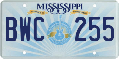 MS license plate BWC255