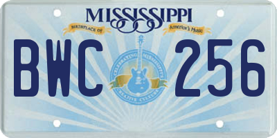 MS license plate BWC256