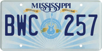 MS license plate BWC257