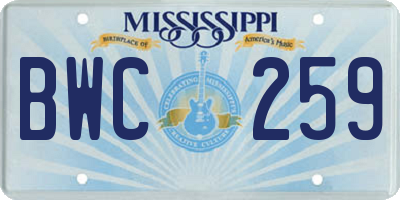 MS license plate BWC259