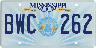 MS license plate BWC262