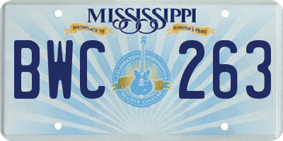 MS license plate BWC263