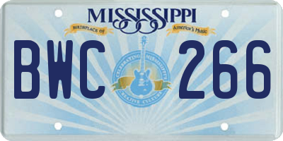 MS license plate BWC266
