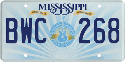 MS license plate BWC268