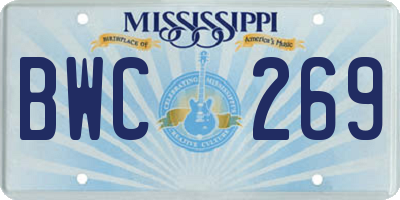 MS license plate BWC269