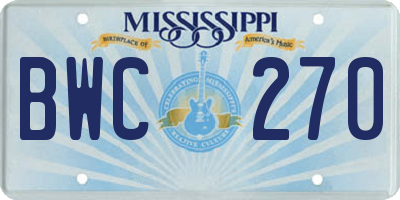 MS license plate BWC270