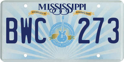 MS license plate BWC273