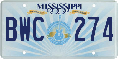 MS license plate BWC274