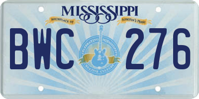 MS license plate BWC276