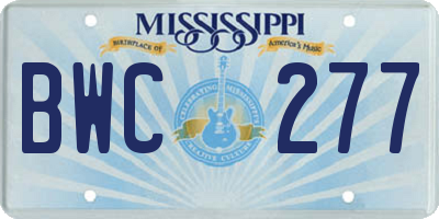 MS license plate BWC277