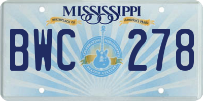 MS license plate BWC278