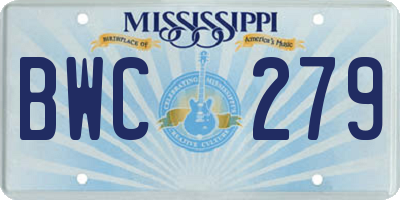 MS license plate BWC279