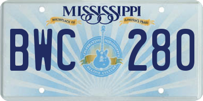 MS license plate BWC280