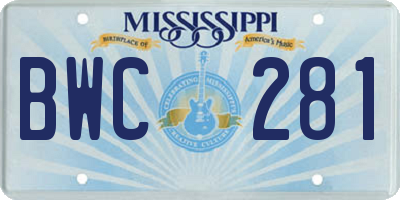 MS license plate BWC281