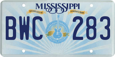 MS license plate BWC283