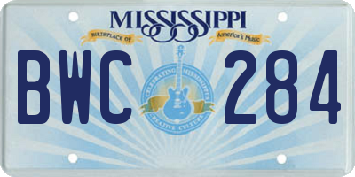 MS license plate BWC284