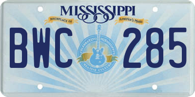 MS license plate BWC285