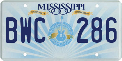 MS license plate BWC286