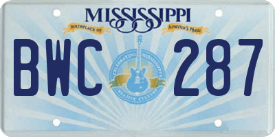 MS license plate BWC287