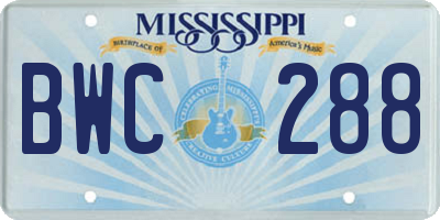 MS license plate BWC288