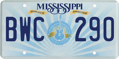 MS license plate BWC290