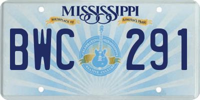 MS license plate BWC291