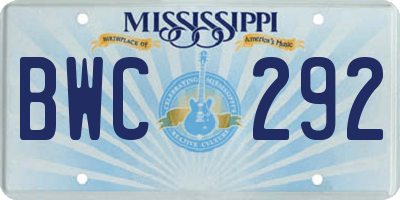 MS license plate BWC292