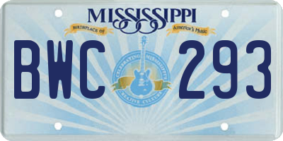 MS license plate BWC293