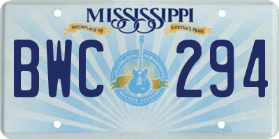 MS license plate BWC294