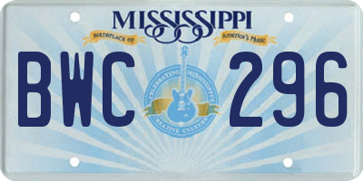 MS license plate BWC296
