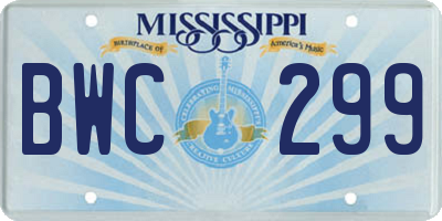 MS license plate BWC299