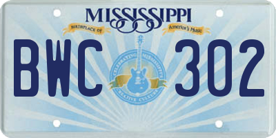 MS license plate BWC302
