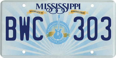MS license plate BWC303