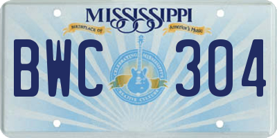 MS license plate BWC304