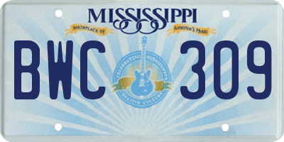 MS license plate BWC309