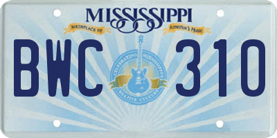 MS license plate BWC310