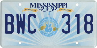 MS license plate BWC318