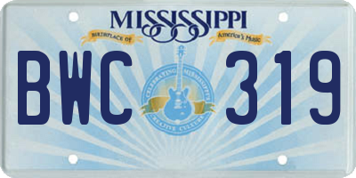 MS license plate BWC319
