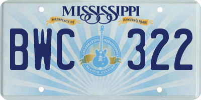 MS license plate BWC322