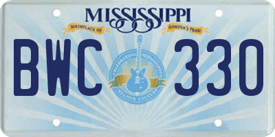 MS license plate BWC330