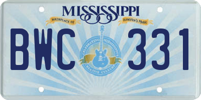 MS license plate BWC331